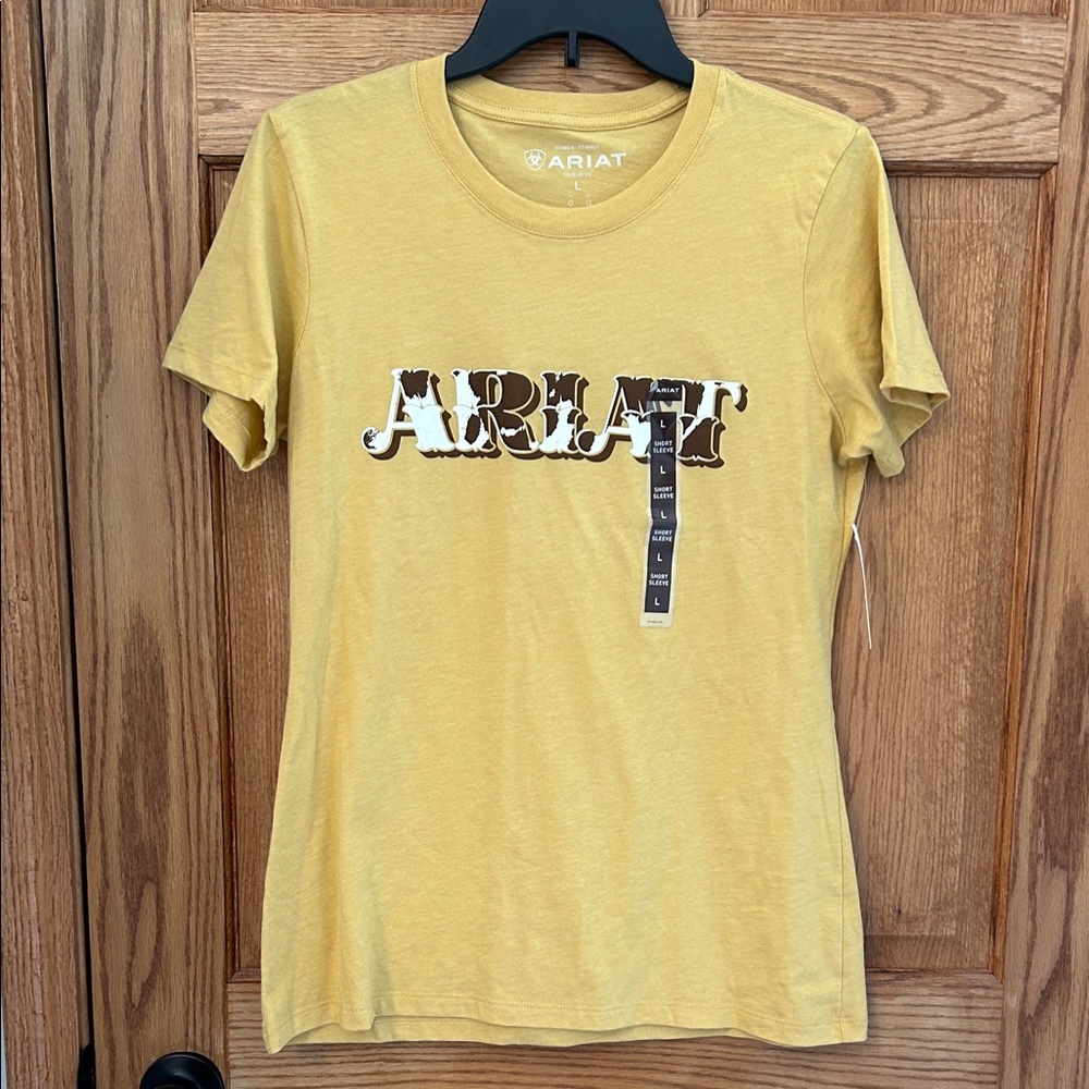 Ariat Yellow Cow Print Graphic Tee